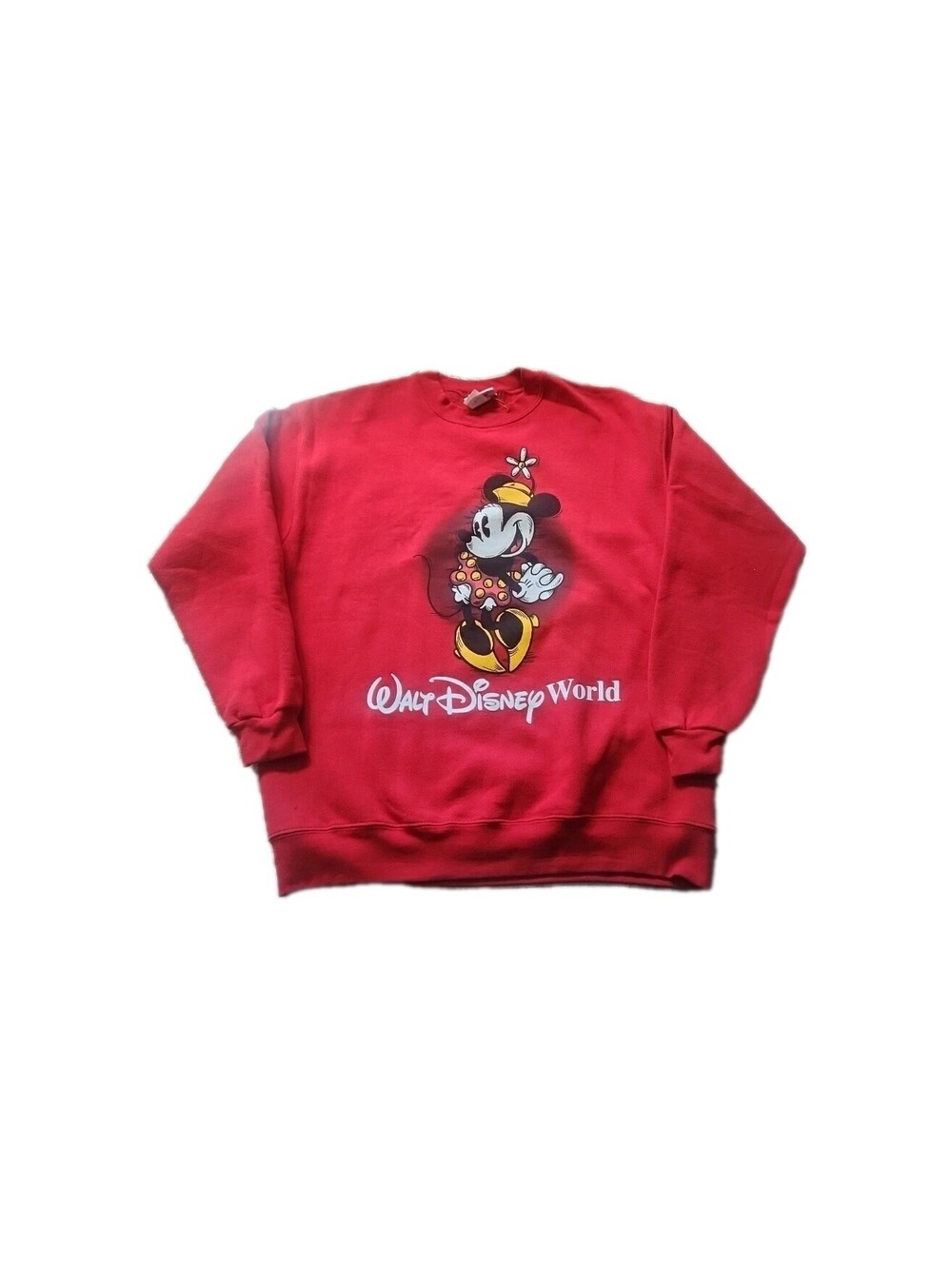Vintage Disney Sweatshirt Mens Large Red Minnie Mouse Fleece Crewneck